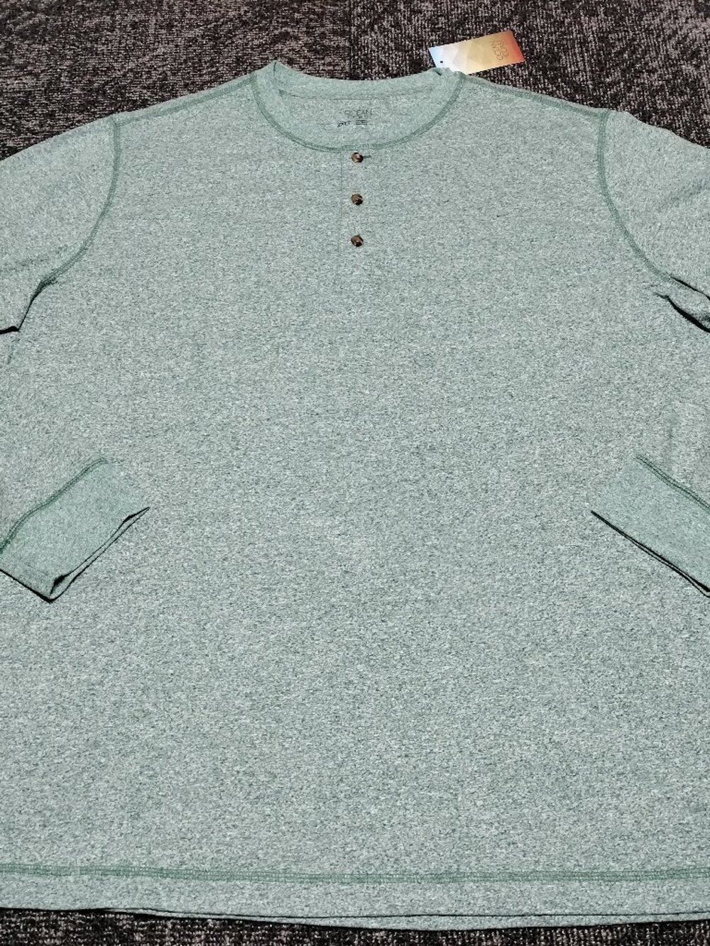 Ocean Coast Mens Big & Tall XXL T Heathered Green Long Sleeve Henley T-Shirt NEW